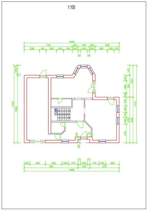 Architektonický pôdorys s rozmermi a detailom schodiska v SketchUp