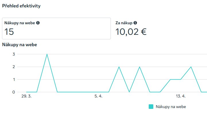 Analýza efektivity reklamy Facebook Instagram - graf nákupov na webe a výdavkov