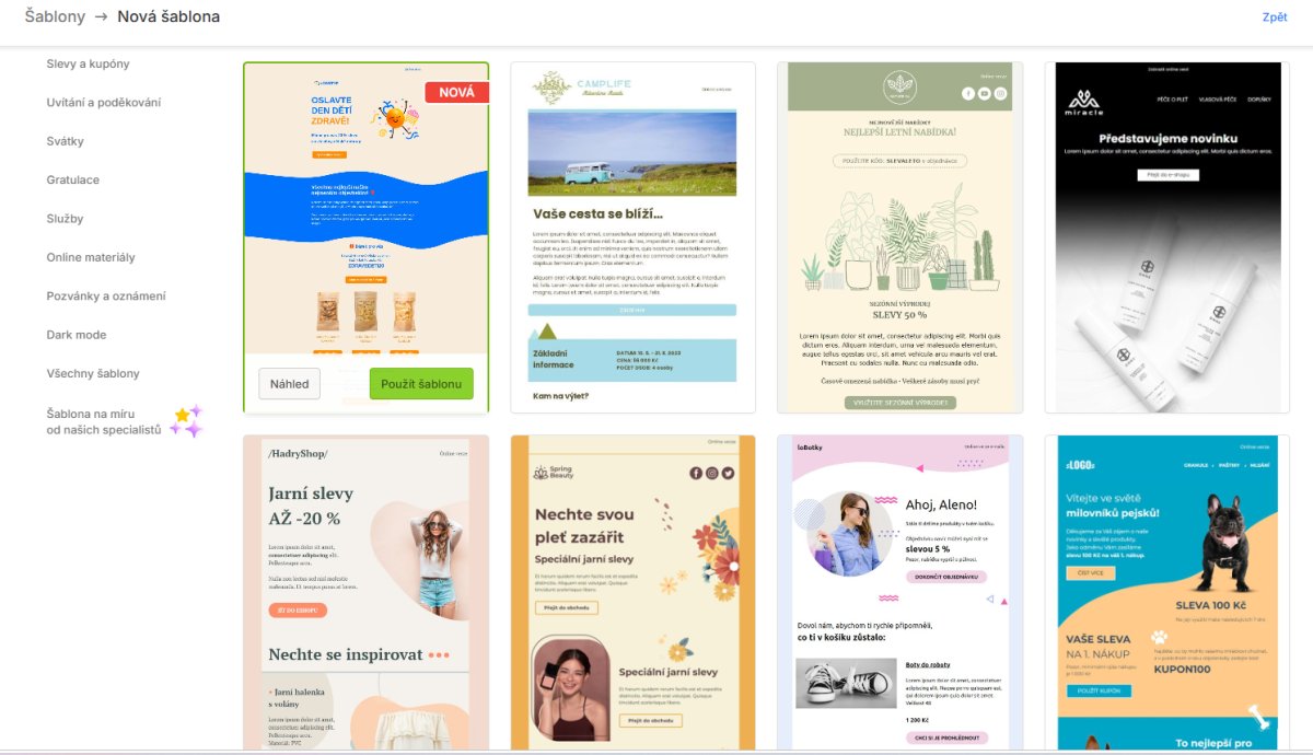 Kolekcia e-mailových šablón a landingpajev s návrhmi na predaj, marketing a e-commerce kampane v email marketingu