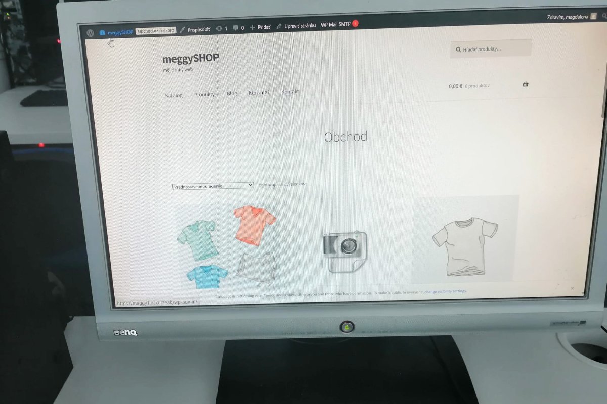 WooCommerce e-shop megySHOP s kategóriou Oblečenie, tričkami a produktami