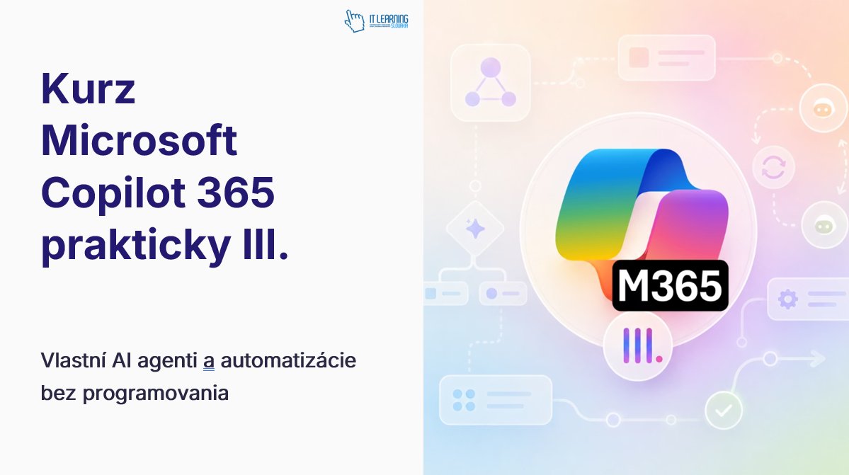 Microsoft Copilot 365 prakticky III., logo M365 s gradientom, AI agenti a automatizácia