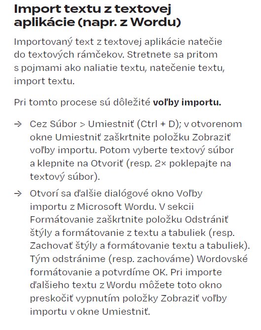 Import textu z Wordu v Adobe InDesign - nastavenie volieb importu