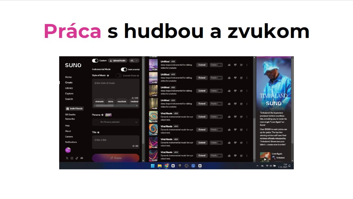 Práca s hudbou a zvukom v SUNO - výber inštrumentálneho štýlu a nastavenie hudby