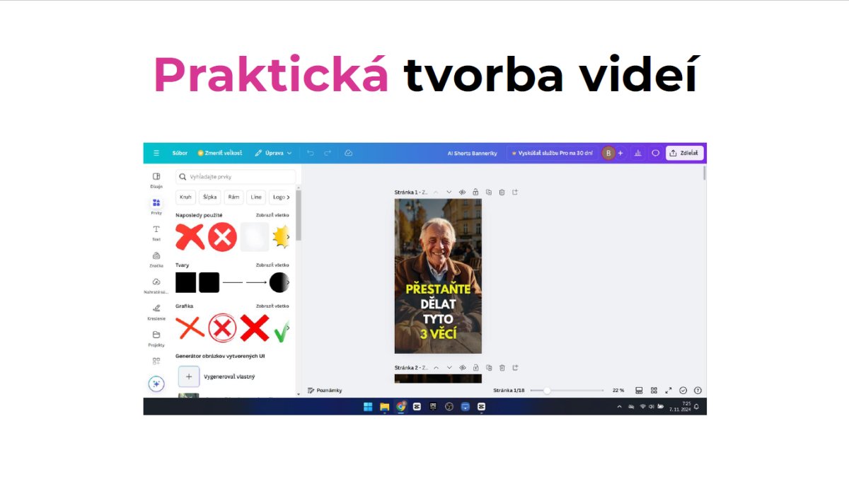 Praktická tvorba videí v editore: screenshot s nástrojmi na úpravu videa, efektmi a náhľadom klipu