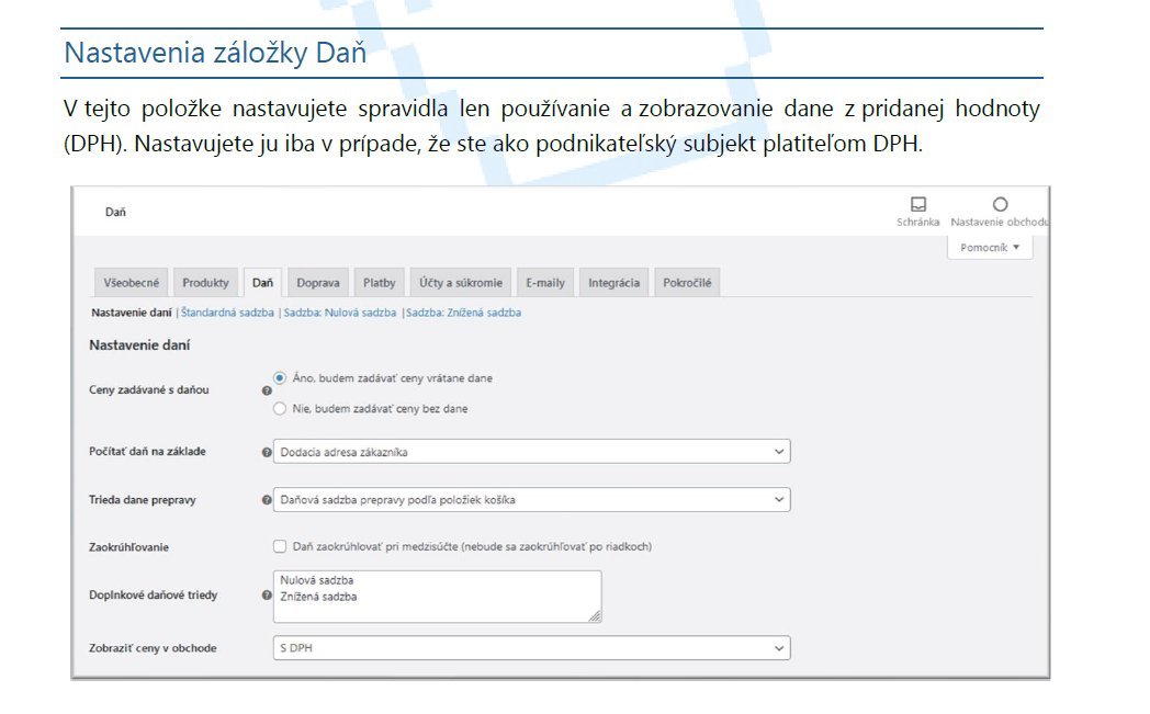 Formulár na nastavenie záložky Daň v DPH platforme - konfigurácia cien, sadzby a pravidiel
