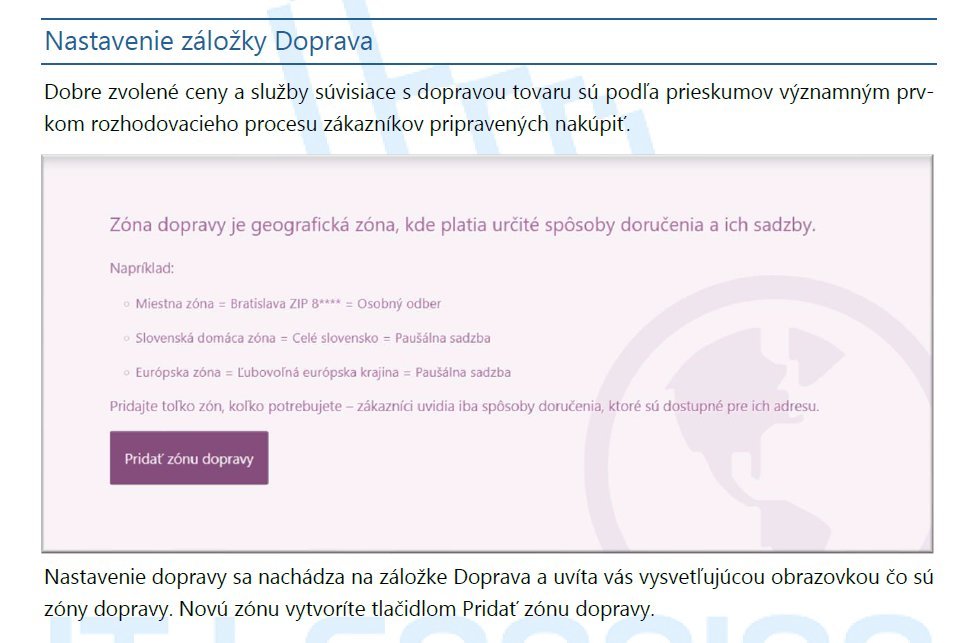 Nastavenie zón dopravy v e-shoppe - výber bratislavskej, slovenskej a európskej zóny doručenia