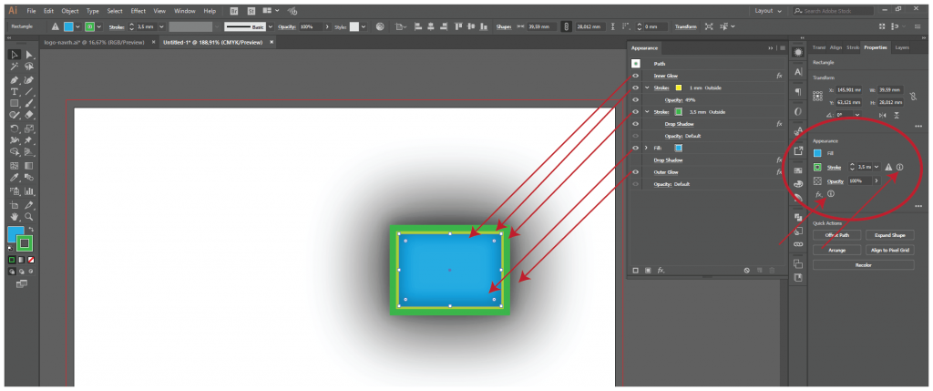 viacnasobny ťah uplatnený na objekte v Adobe Illustrator1