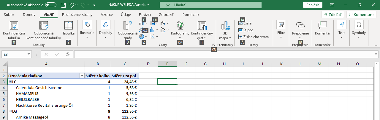 klávesové skratky v Exceli - posu tabulátorom po menu pri výbere bez myši obr.1