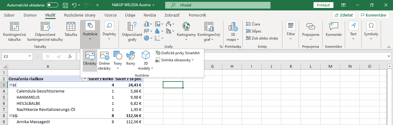 klávesové skratky v Exceli - posu tabulátorom po menu pri výbere bez myši obr.3