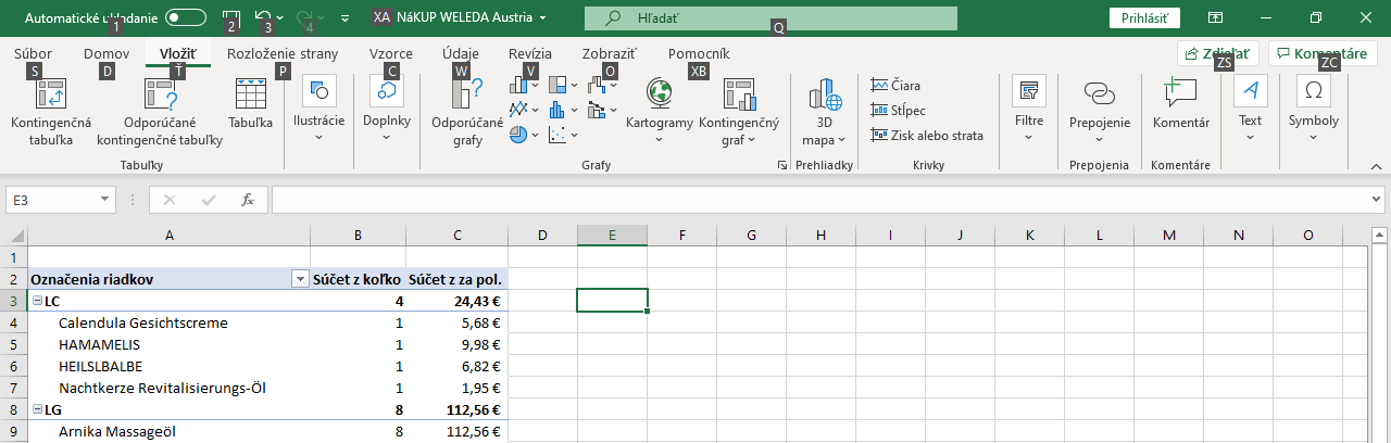klávesové skratky v Exceli - posu tabulátorom po menu pri výbere bez myši obr.2