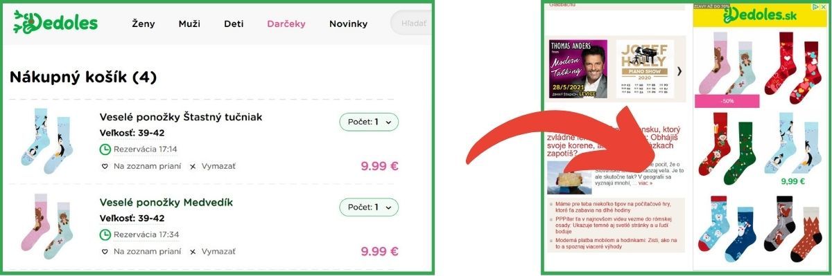 Príklad remarketingovej reklamy stránky dedoles.sk