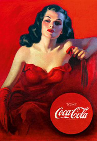 kreslená reklama Coca-Cola s dámou v červenom pútala pozornosť v 1. polovici 20. storočia