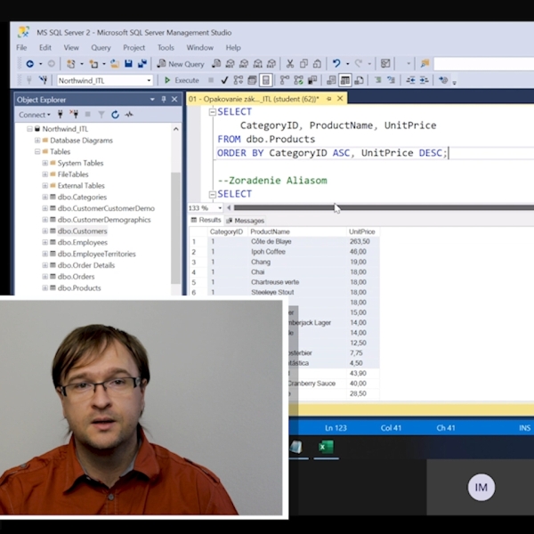 Video - Školenie Microsoft SQL Server II. - písanie dotazov pomocou Transact SQL